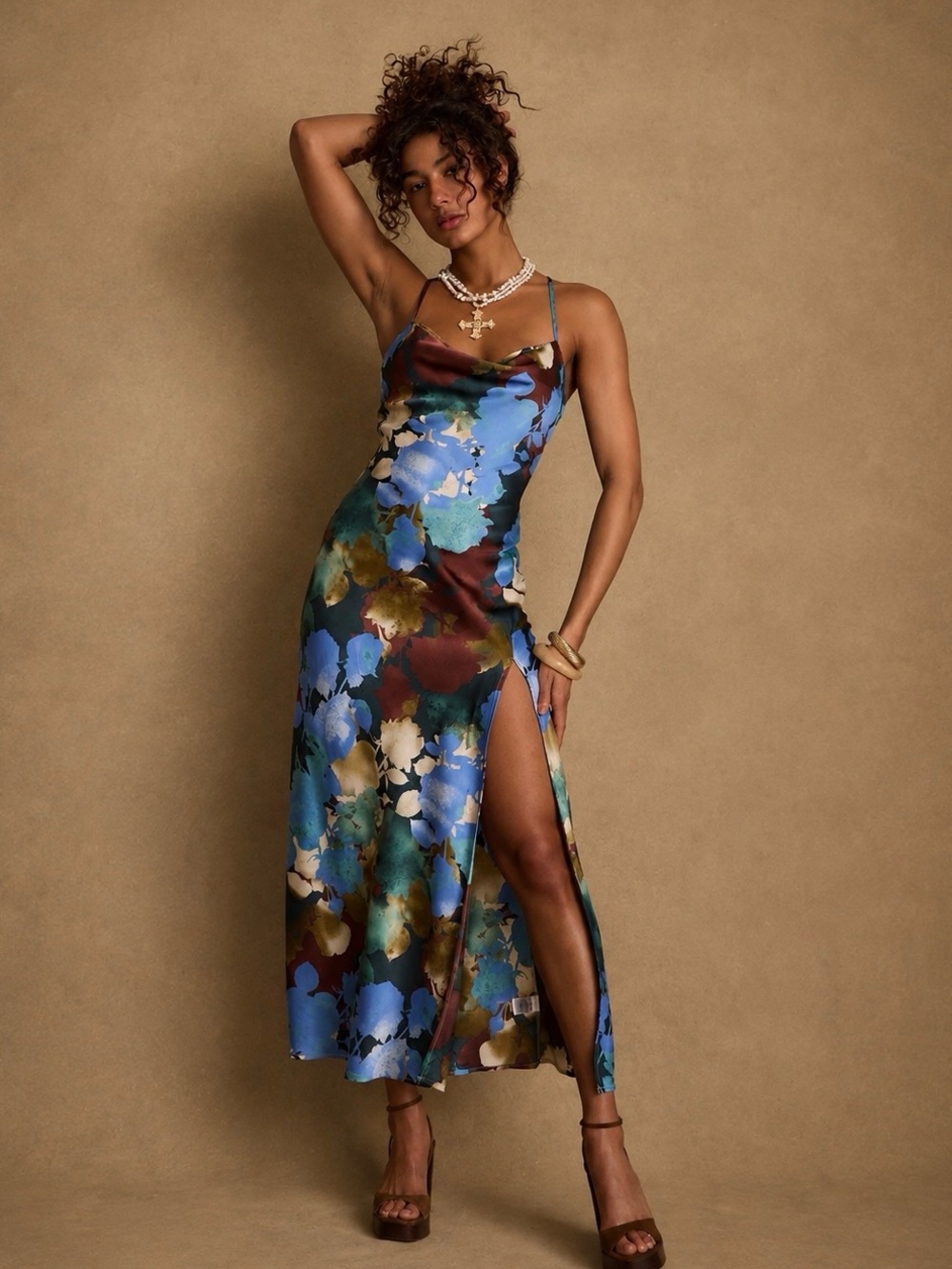 12th Tribe | Natalia Blue Printed Maxi Dress in Blue Abstract New w/ Tags ~ M